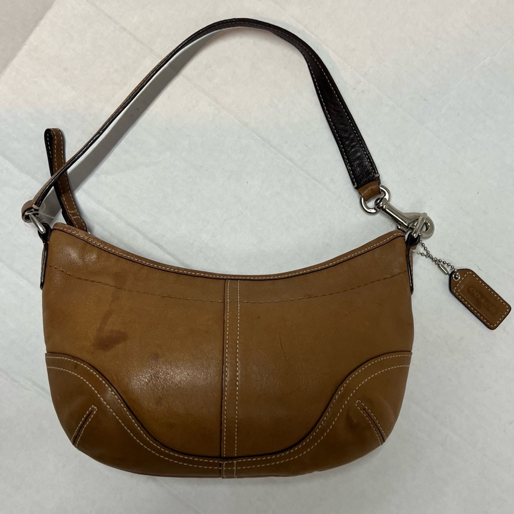 COACH Soho Mini Hobo Camel Tan Leather Crescent Y2K Shoulder Bag 4283 - Picture 7 of 10